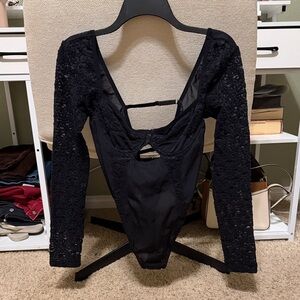Elegant Black Lace Bodysuit Urban Outfitters